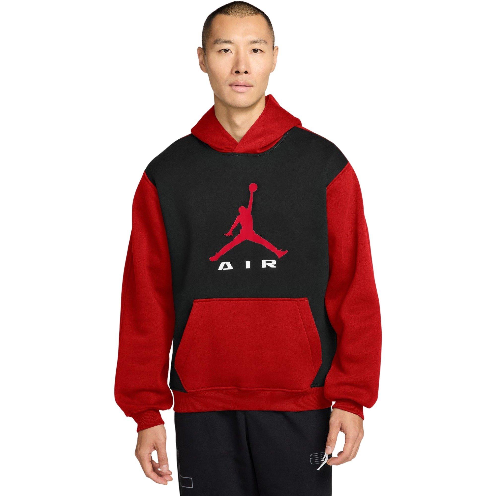 Jordan Men's Brooklyn Fleece Pullover Hoodie-Black/Red - BLACK/RED